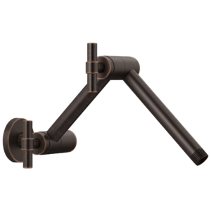 Brizo Essential™ Shower: Linear Round Jointed Wall Mount Shower Arm And Flange In Venetian Bronze