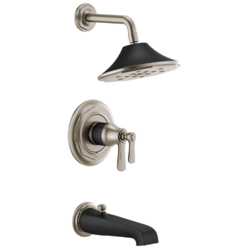 Brizo Rook®: Tempassure® Thermostatic Tub/Shower In Luxe Nickel / Matte Black