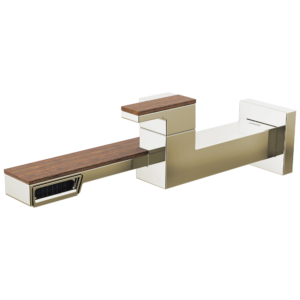Brizo Frank Lloyd Wright®: Single-Handle Wall Mount Lavatory Faucet 1.2 GPM In Polished Nickel Wood