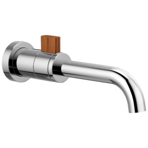 Brizo Litze®: Single-Handle Wall Mount Lavatory Faucet 1.5 GPM In Polished Chrome / Teak Wood