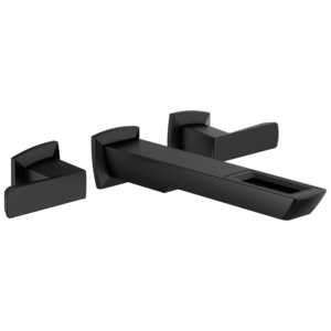 Brizo Vettis®: Two-Handle Wall Mount Lavatory Faucet With Open-Flow Spout 1.2 GPM In Matte Black