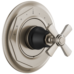 Brizo Rook®: Sensori® Thermostatic Valve Trim – Cross In Luxe Nickel / Matte Black