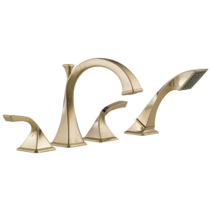 Brizo Virage®: Roman Tub Faucet with Hand Shower In Luxe Gold