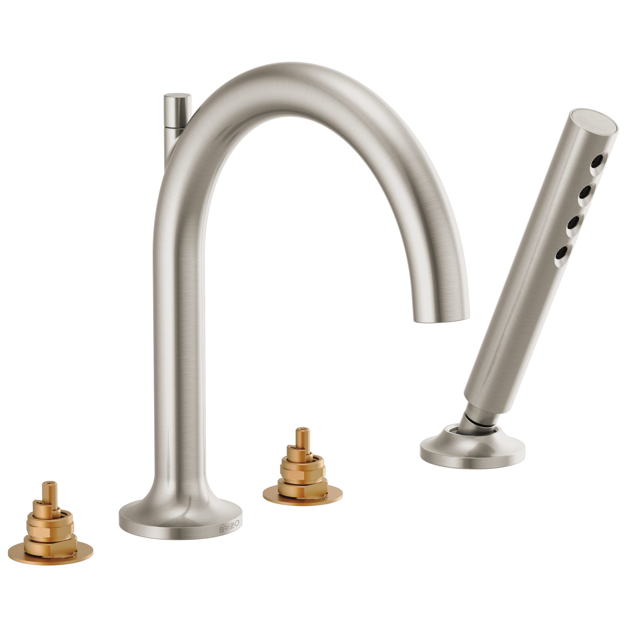 Brizo Odin®: Roman Tub Faucet with Handshower - Less Handles In Brushed Nickel