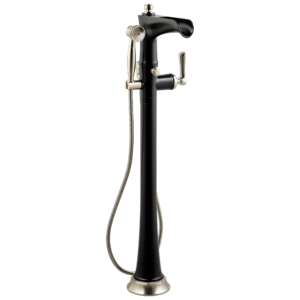 Brizo Rook®: Freestanding Floor Mount Tub Filler In Luxe Nickel / Matte Black