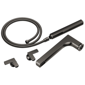 Brizo Kintsu®: Two-Handle Tub Filler Trim Kit With Cross Handles In Brilliance Black Onyx