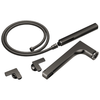 Brizo Kintsu®: Two-Handle Tub Filler Trim Kit With Cross Handles In Brilliance Black Onyx