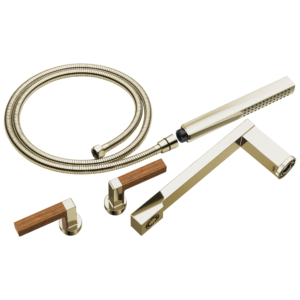 Brizo Frank Lloyd Wright®: Two-Handle Tub Filler Trim Kit with Lever Handles In Polished Nickel Wood