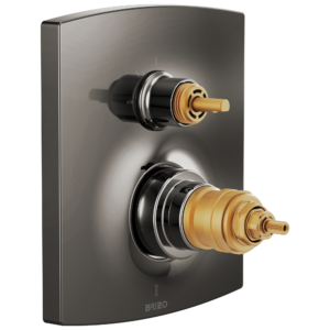 Brizo Kintsu®: TempAssure Thermostatic Valve with Integrated 3-Function Diverter Trim – Less Handles In Brilliance Black Onyx