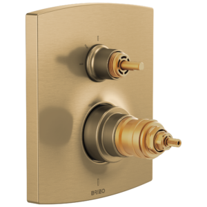 Brizo Kintsu®: TempAssure Thermostatic Valve with Integrated 3-Function Diverter Trim – Less Handles In Luxe Gold