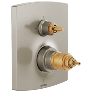 Brizo Kintsu®: TempAssure Thermostatic Valve with Integrated 3-Function Diverter Trim – Less Handles In Luxe Nickel