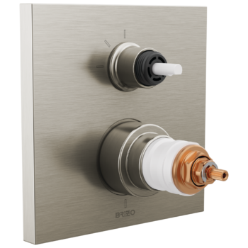 Brizo Frank Lloyd Wright®: TempAssure® Thermostatic Valve with 3-Function Integrated Diverter Trim - Less Handles In Luxe Nickel