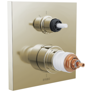 Brizo Frank Lloyd Wright®: TempAssure® Thermostatic Valve with 3-Function Integrated Diverter Trim – Less Handles In Polished Nickel