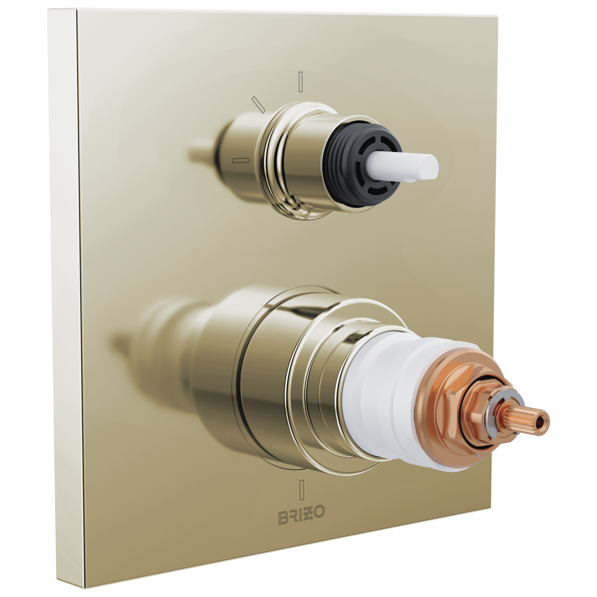 Brizo Frank Lloyd Wright®: TempAssure® Thermostatic Valve with 3-Function Integrated Diverter Trim - Less Handles In Polished Nickel