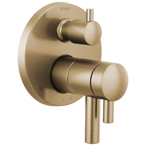 Brizo Odin®: TempAssure Thermostatic Valve with Integrated 3-Function Diverter Trim In Luxe Gold