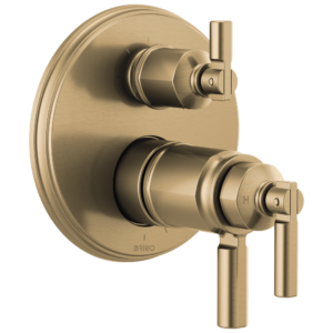 Brizo Invari®: Tempassure® Thermostatic Valve With Integrated 3-Function Diverter Trim In Luxe Gold