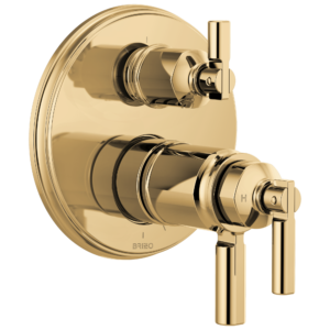 Brizo Invari®: Tempassure® Thermostatic Valve With Integrated 3-Function Diverter Trim In Polished Gold