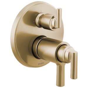 Brizo Levoir™: Tempassure® Thermostatic Valve With Integrated 3-Function Diverter Trim In Luxe Gold