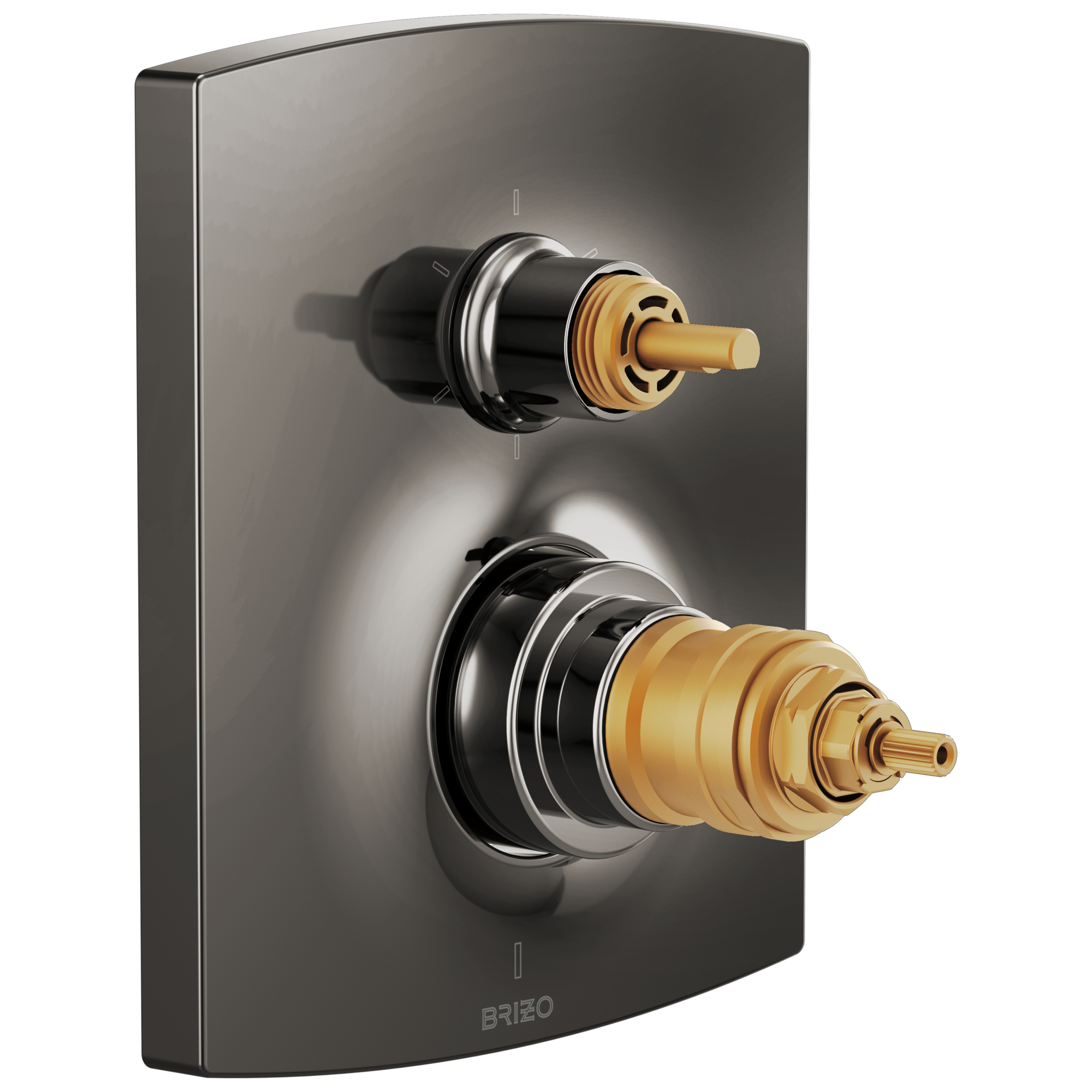 Brizo Kintsu®: TempAssure Thermostatic Valve with Integrated 6-Function Diverter Trim - Less Handles In Brilliance Black Onyx