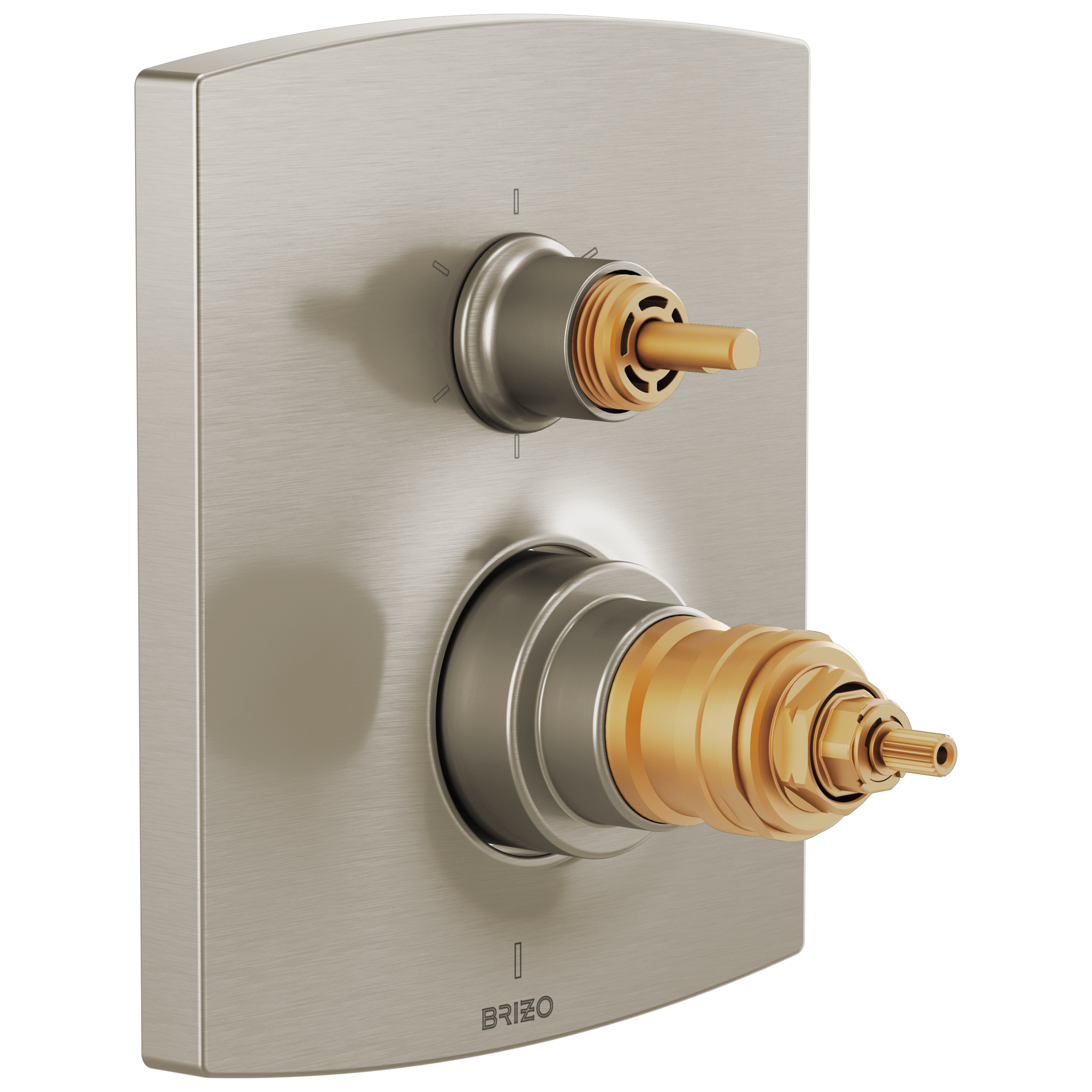 Brizo Kintsu®: TempAssure Thermostatic Valve with Integrated 6-Function Diverter Trim - Less Handles In Luxe Nickel