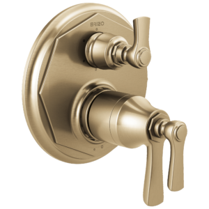 Brizo Rook®: TempAssure Thermostatic Valve with 6-Function Diverter Trim In Luxe Gold