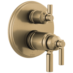 Brizo Invari®: Tempassure® Thermostatic Valve With Integrated 6-Function Diverter Trim In Luxe Gold