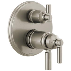 Brizo Invari®: Tempassure® Thermostatic Valve With Integrated 6-Function Diverter Trim In Luxe Nickel