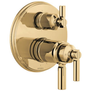 Brizo Invari®: Tempassure® Thermostatic Valve With Integrated 6-Function Diverter Trim In Polished Gold