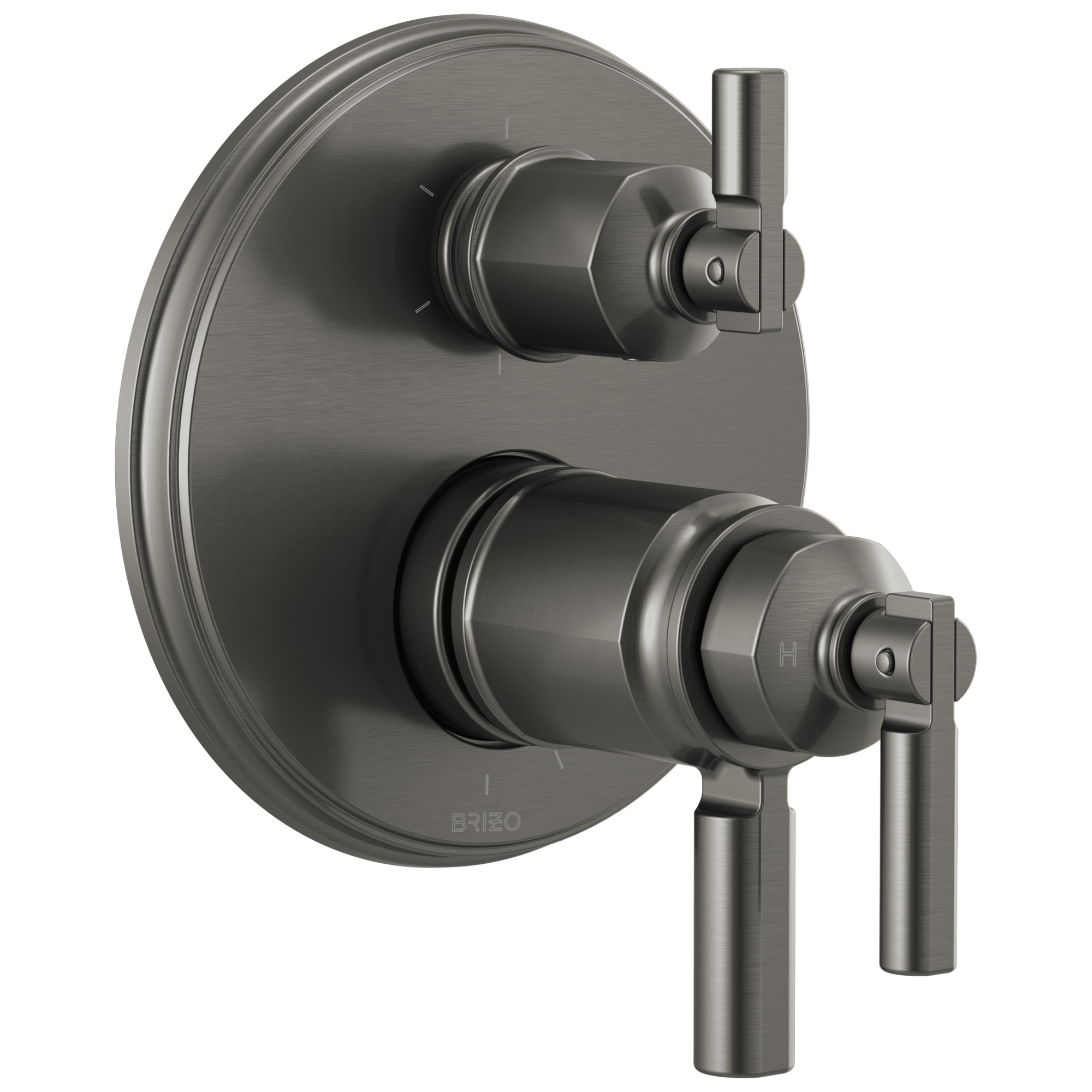 Brizo Invari®: Tempassure® Thermostatic Valve With Integrated 6-Function Diverter Trim In Luxe Steel