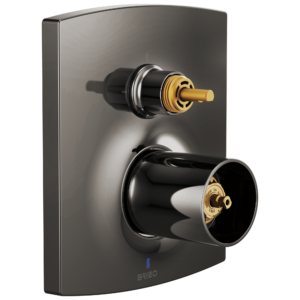 Brizo Kintsu®: Pressure Balance Valve with Integrated 3-Function Diverter Trim – Less Handles In Brilliance Black Onyx