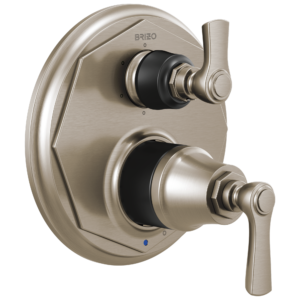 Brizo Rook®: Pressure Balance Valve with Integrated 6-Function Diverter Trim In Luxe Nickel / Matte Black