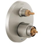 Brizo Odin®: Pressure Balance Valve with Integrated 6-Function Diverter Trim - Less Handles In Brushed Nickel