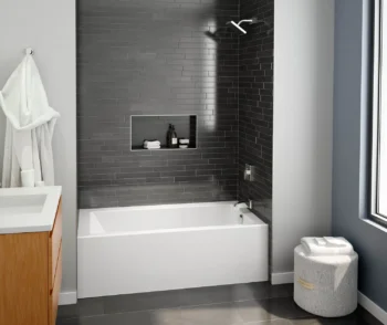 Swan 60 x 32 Solid Surface Alcove Bathtub with Left Hand Drain in White - Image 2