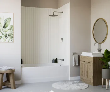 Swan 60 x 42 Solid Surface Alcove Bathtub with Right Hand Drain in White - Image 2