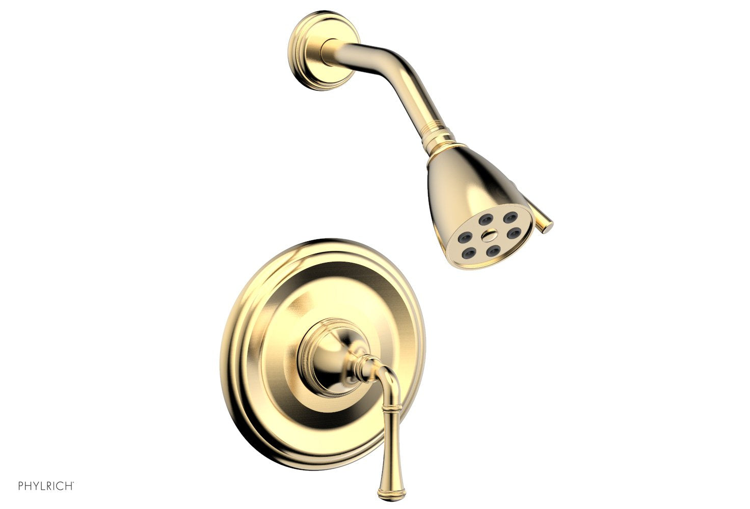 Phylrich COINED Pressure Balance Shower Set - Lever Handle 208-21 - Satin Brass