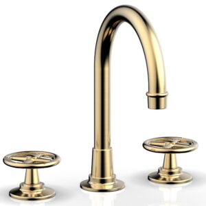 Phylrich WORKS Widespread Faucet – High Spout 220-01 – Satin Brass