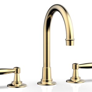 Phylrich WORKS Widespread Faucet – High Spout 220-02 – Satin Brass