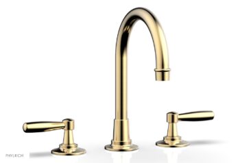 Phylrich WORKS Widespread Faucet - High Spout 220-02 - Satin Brass