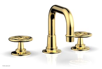 Phylrich WORKS Widespread Faucet - Low Spout 220-03 - Polished Gold