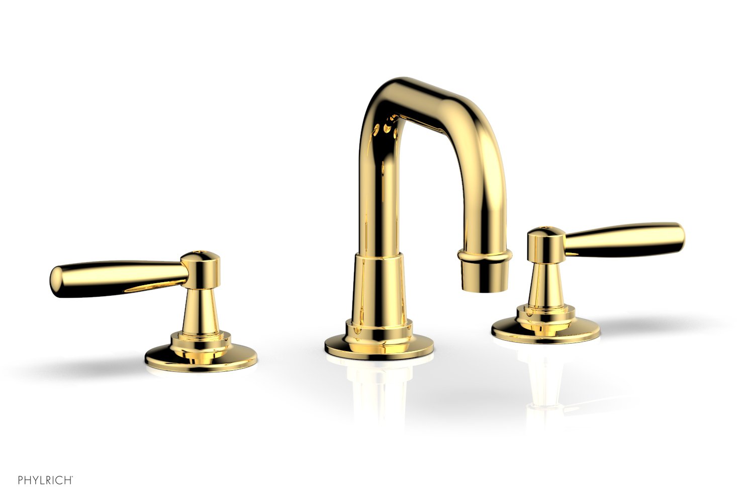 Phylrich WORKS Widespread Faucet - Low Spout 220-04 - Polished Gold