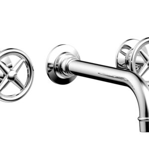 Phylrich WORKS Wall Lavatory Set – Cross Handles 220-11 – Polished Chrome