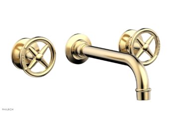 Phylrich WORKS Wall Lavatory Set - Cross Handles 220-11 - Satin Brass
