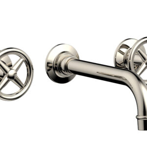 Phylrich WORKS Wall Lavatory Set – Cross Handles 220-11 – Polished Nickel