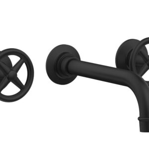 Phylrich WORKS Wall Lavatory Set – Cross Handles 220-11 – Matte Black