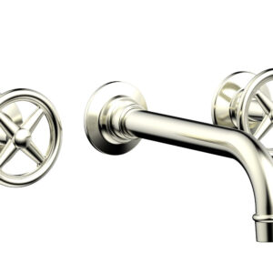 Phylrich WORKS Wall Lavatory Set – Cross Handles 220-11 – Satin Nickel