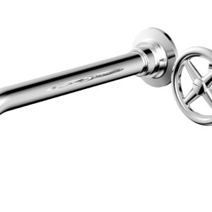Phylrich WORKS 10″ Single Handle Wall Lavatory Set – Cross Handle 220-15-10 – Polished Chrome