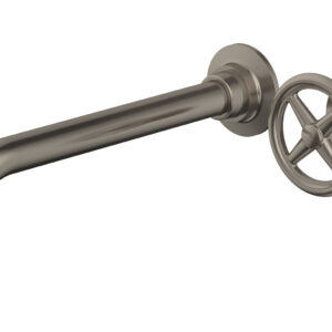 Phylrich WORKS 10″ Single Handle Wall Lavatory Set – Cross Handle 220-15-10 – Pewter