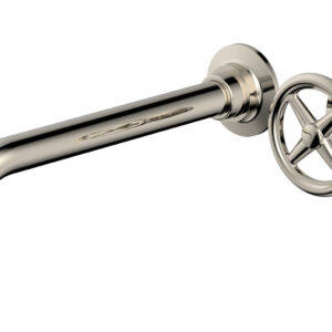 Phylrich WORKS 10″ Single Handle Wall Lavatory Set – Cross Handle 220-15-10 – Polished Nickel