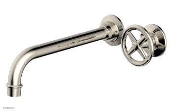 Phylrich WORKS 10" Single Handle Wall Lavatory Set - Cross Handle 220-15-10 - Polished Nickel