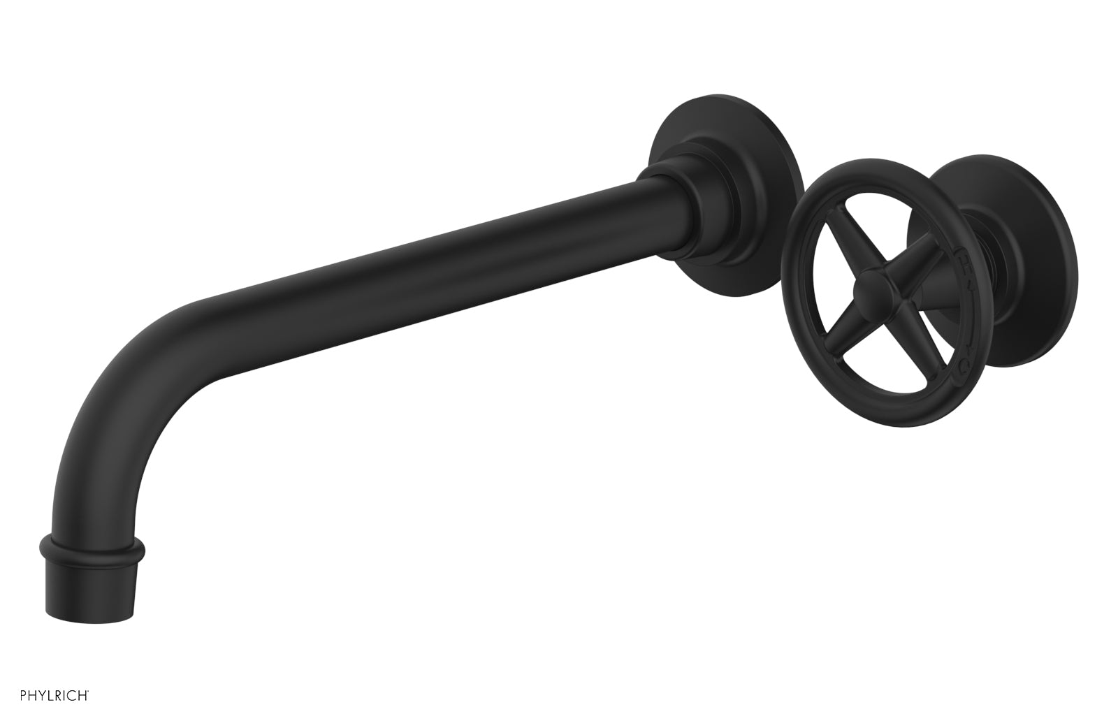 Phylrich WORKS 10" Single Handle Wall Lavatory Set - Cross Handle 220-15-10 - Matte Black
